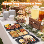 20 Sets Catering Trays with Lids, 12x8.5 Inch Heavy Duty Reusable Plastic Serving Trays with Lids, Catering, alternate view 6