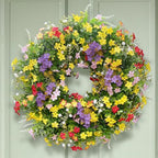 20" Spring Summer Wreath for Front Door Outside - Boxwood Greenery Wreath in Yellow