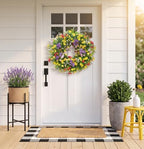 20" Spring Summer Wreath for Front Door Outside - Boxwood Greenery Wreath in Yellow, alternate view 2
