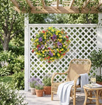 20" Spring Summer Wreath for Front Door Outside - Boxwood Greenery Wreath in Yellow, alternate view 3