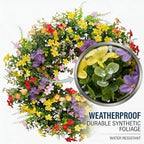 20" Spring Summer Wreath for Front Door Outside - Boxwood Greenery Wreath in Yellow, alternate view 4