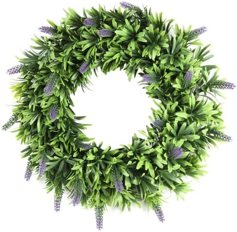 20" Spring Summer Wreaths for Front Door, Artificial Floral Wreath, Green Foliage Wreath for Wall Window