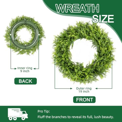 20'' Spring Wreath for Front Door with Artificial Flowers Green Leaves, Floral Wall Decor for Farmhouse Home, alternate view