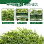 20'' Spring Wreath for Front Door with Artificial Flowers Green Leaves, Floral Wall Decor for Farmhouse Home, alternate view