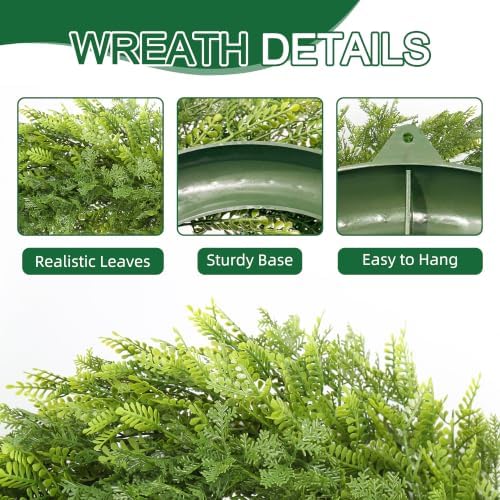 20'' Spring Wreath for Front Door with Artificial Flowers Green Leaves, Floral Wall Decor for Farmhouse Home, alternate view