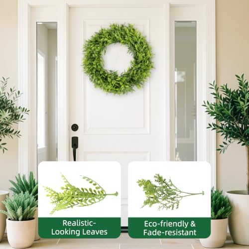 20'' Spring Wreath for Front Door with Artificial Flowers Green Leaves, Floral Wall Decor for Farmhouse Home, alternate view