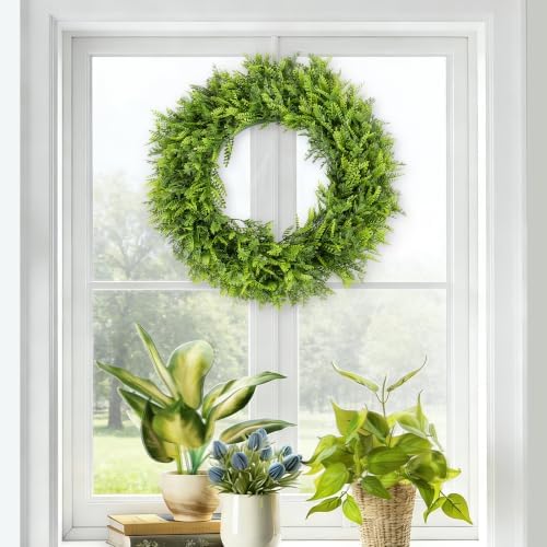 20'' Spring Wreath for Front Door with Artificial Flowers Green Leaves, Floral Wall Decor for Farmhouse Home, alternate view