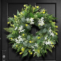 20" Stephanotis Spring Summer Wreath for Front Door - White Floral Wreath in White With Green