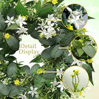 20" Stephanotis Spring Summer Wreath for Front Door - White Floral Wreath in White With Green, alternate view 4