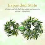 20" Stephanotis Spring Summer Wreath for Front Door - White Floral Wreath in White With Green, alternate view 5