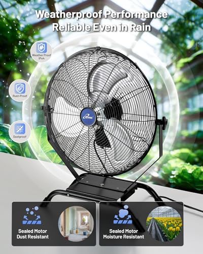 20" Wall Mounted/Floor Stand Variable Speed Indoor/Outdoor Fan, Industrial grade for Patio, Greenhouse, Garage, alternate