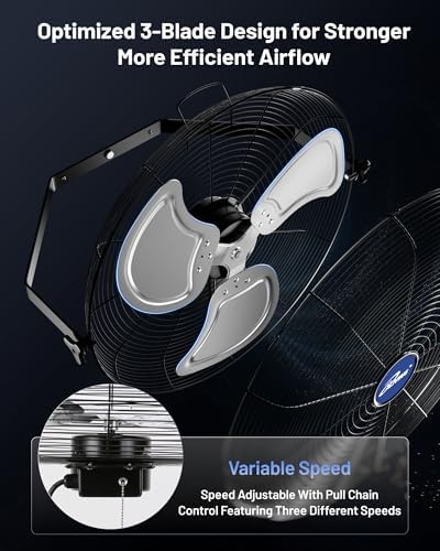 20" Wall Mounted/Floor Stand Variable Speed Indoor/Outdoor Fan, Industrial grade for Patio, Greenhouse, Garage, alternate