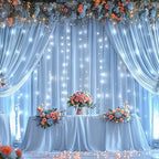 20 x 10ft Baby Blue Backdrop Curtains with Lights String in W5' x H10'(4 panels) in Baby Blue, alternate view 2