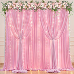 20 x 10ft Baby Pink Backdrop Curtains with Lights String in W5' x H10'(4 panels) in Baby Pink, alternate view 6
