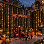20 x 10ft Black Chiffon Backdrop Curtain with Lights String for Parties,4 Panels Sheer Tulle Curtain Wedding, alternate view