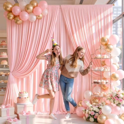 20 x 10ft Blush Pink Backdrop Curtains, Blush Pink Drapes for Backdrop in 20 ft X 10 ft(4 Panels 5ft X 10ft) in, alternate