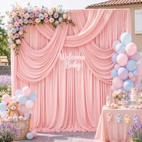 20 x 10ft Blush Pink Backdrop Curtains, Blush Pink Drapes for Backdrop in 20 ft X 10 ft(4 Panels 5ft X 10ft) in, alternate