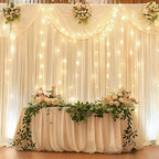 20 x 10ft Champagne Backdrop Curtain with Light String for Party in W5' x H10'(4 panels) in Champagne, alternate view 3