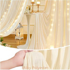 20 x 10ft Champagne Backdrop Curtain with Light String for Party in W5' x H10'(4 panels) in Champagne, alternate view 6