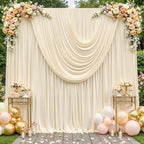 20 x 10ft Champagne Backdrop Curtains, Champagne Drapes for Backdrop Fabric in 20 ft X 10 ft(4 Panels 5ft X