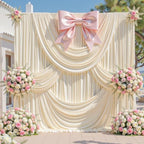 20 x 10ft Champagne Backdrop Curtains, Champagne Drapes for Backdrop Fabric in 20 ft X 10 ft(4 Panels 5ft X, alternate view 2