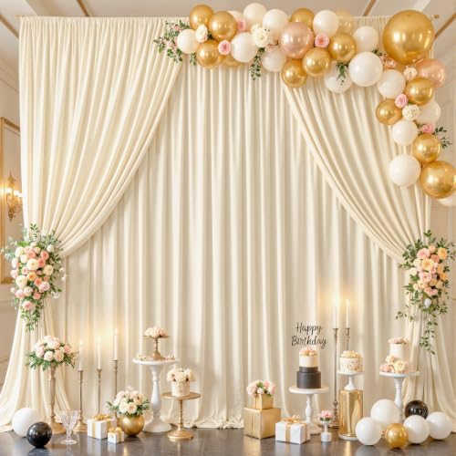 20 x 10ft Champagne Backdrop Curtains, Champagne Drapes for Backdrop Fabric in 20 ft X 10 ft(4 Panels 5ft X, alternate view 6