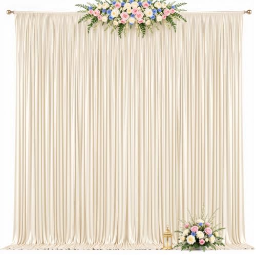 20 x 10ft Champagne Backdrop Curtains, Champagne Drapes for Backdrop Fabric in 20 ft X 10 ft(4 Panels 5ft X, alternate view 7