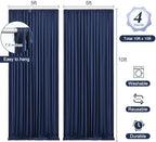 20 x 10ft Navy Blue Backdrop Curtains with Lights String in W5' x H10'(4 panels) in Navy Blue, alternate view 4