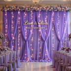 20 x 10ft Purple Chiffon Backdrop Curtain with Lights String for Parties,4 Panels Sheer Tulle Curtain Wedding, alternate view