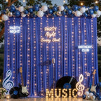20 x 10ft Royal Blue Chiffon Backdrop Curtain with Lights String for Parties,4 Panels Sheer Tulle Curtain, alternate view 5