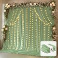 20 x 10ft Sage Green Backdrop Curtains with Lights String in W5' x H10'(4 panels) in Sage Green