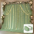 20 x 10ft Sage Green Backdrop Curtains with Lights String in W5' x H10'(4 panels) in Sage Green