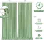 20 x 10ft Sage Green Backdrop Curtains with Lights String in W5' x H10'(4 panels) in Sage Green, alternate view 4
