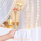 20 x 10ft White Backdrop Curtains with Lights String for Party in W5' x H10'(4 panels) in White, alternate view 4