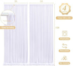 20 x 10ft White Backdrop Curtains with Lights String for Party in W5' x H10'(4 panels) in White, alternate view 5
