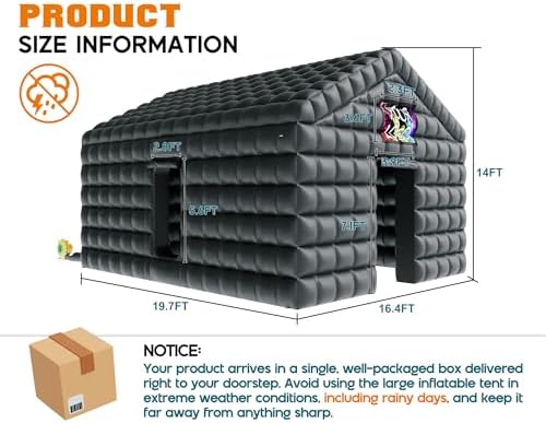 20 x 16 x 14 FT Inflatable Nightclub Party Tent, Black in 20 x 16 x 14 FT in Black, alternate view 2