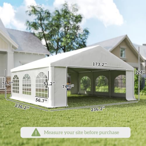 20' x 20' Heavy Duty Party Tent & Carport Double Doors White, alternate view 2