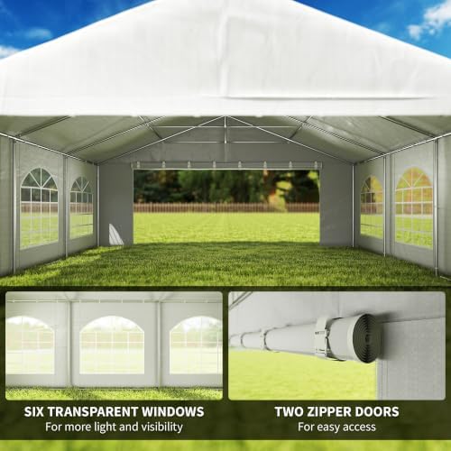 20' x 20' Heavy Duty Party Tent & Carport Double Doors White, alternate view 6