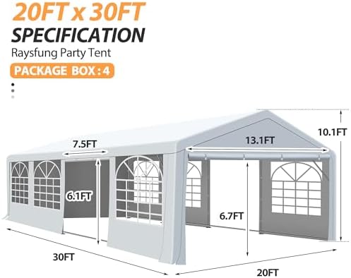20' x 29.5' Heavy Duty Party Tent, Outdoor Large Wedding Tent with Removable Sidewalls, Event Canopy Shelter for, alternate