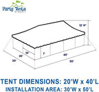 20' x 40' Weekender Pole Canopy, White Top, alternate view 2