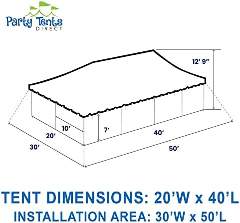 20' x 40' Weekender Pole Canopy, White Top, alternate view 2