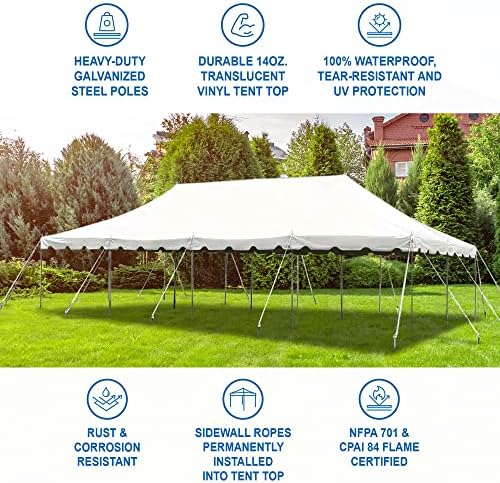20' x 40' Weekender Pole Canopy, White Top, alternate view 5