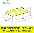 20' x 40' Weekender Pole Canopy, Yellow & White Top, alternate view 2