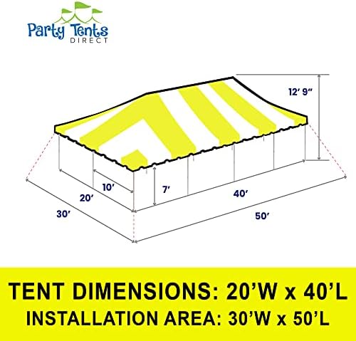 20' x 40' Weekender Pole Canopy, Yellow & White Top, alternate view 2
