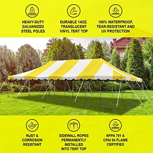 20' x 40' Weekender Pole Canopy, Yellow & White Top, alternate view 5