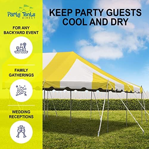 20' x 40' Weekender Pole Canopy, Yellow & White Top, alternate view 6