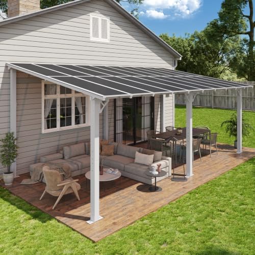 20’x10’ Gazebo with Aluminum Frame & Polycarbonate Panel, White in White