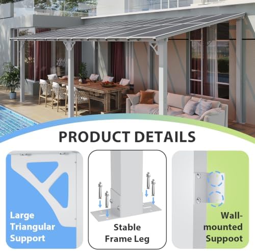 20’x10’ Gazebo with Aluminum Frame & Polycarbonate Panel, White in White, alternate view 3