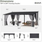 20'x10' Lean to Gazebo, Pergola with Mosquito Net and Curtains, Gray in Gray, alternate view 2