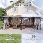 20'x10' Lean to Gazebo, Pergola with Mosquito Net and Curtains, Gray in Gray, alternate view 4